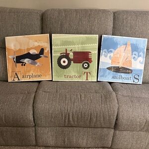 Set of Three Transportation Themed Wall Art